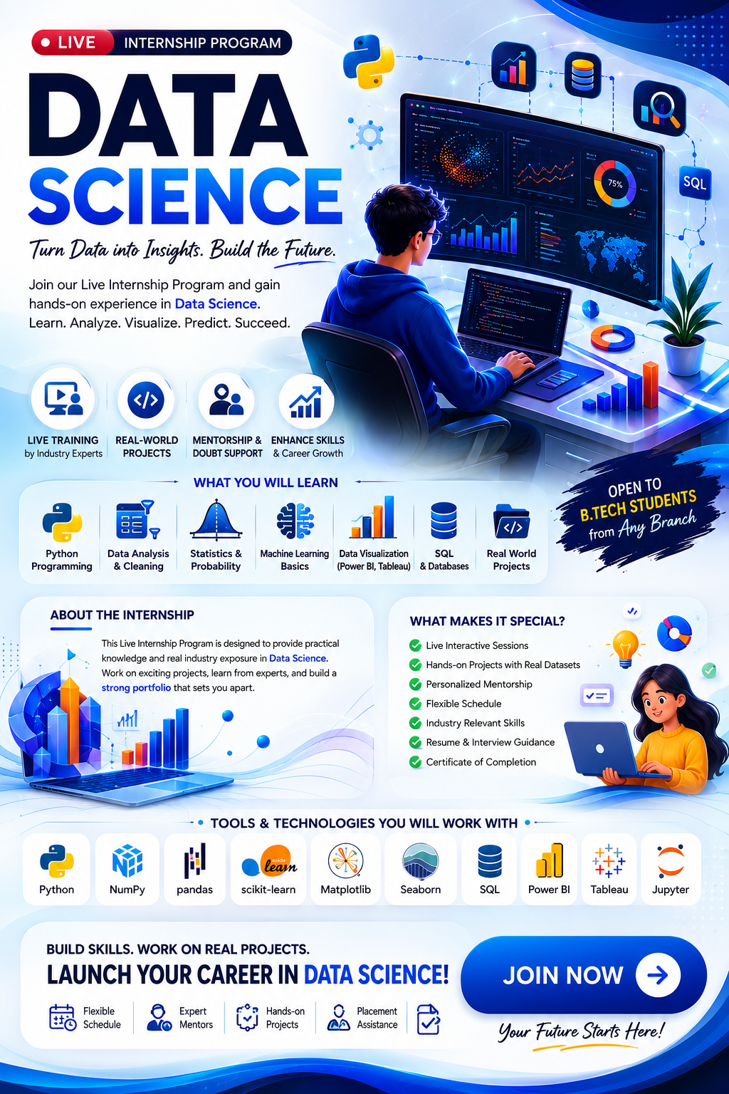 Live Data Science Internship — Turn Data into Insights. Build the Future.